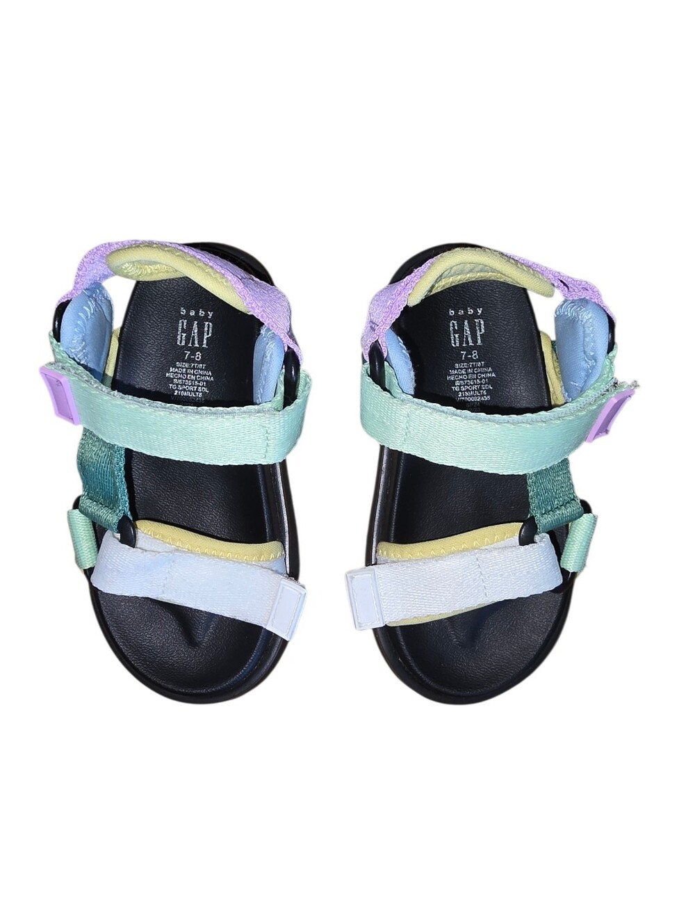 GAP Kids Pastel Sport Sandals - Mint, Lavender, Light Blue 7T/8T